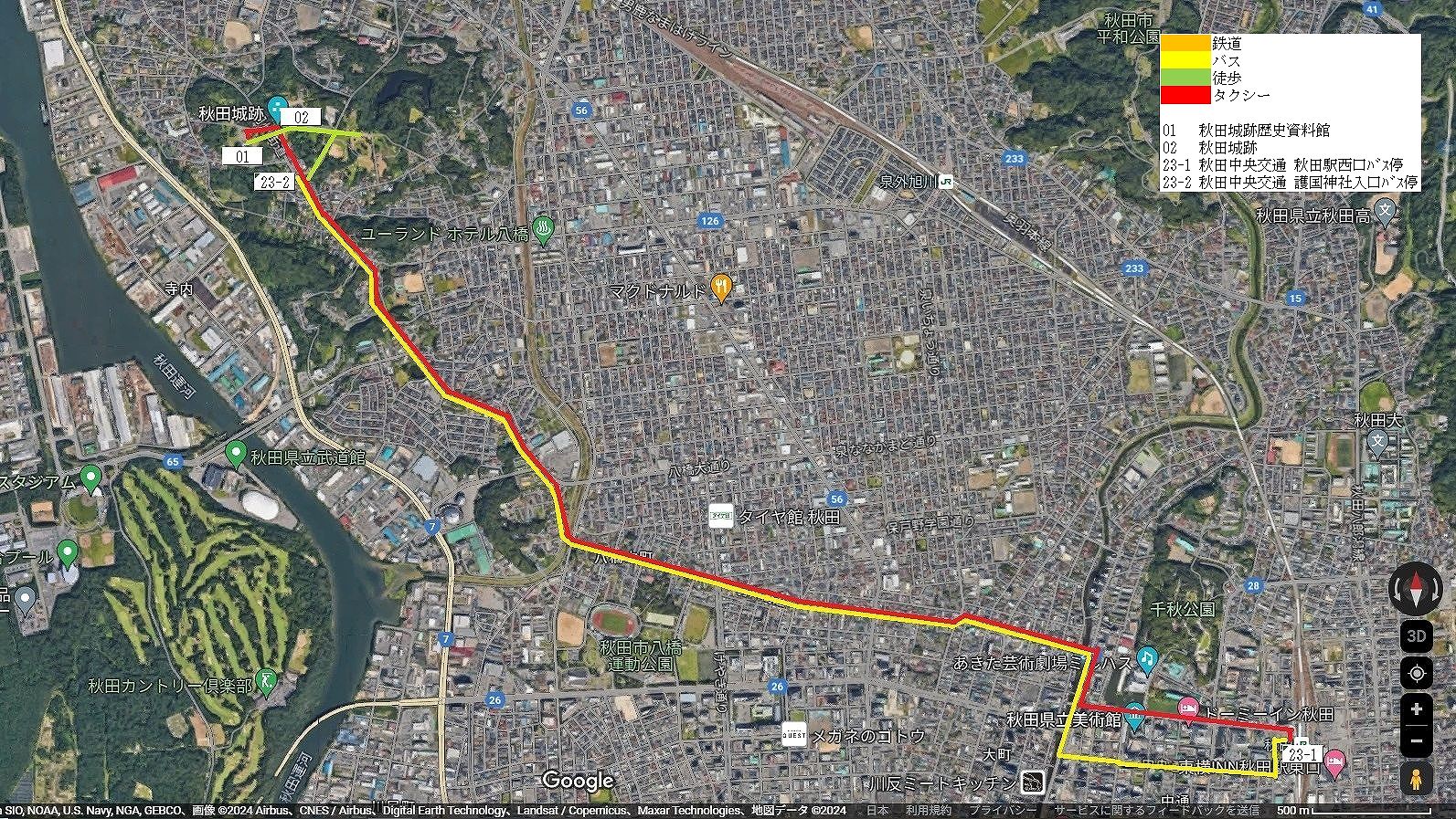 秋田市北西部の地図